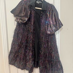 QUEEN OF SPARKLES Iridescent Black Mini Dress